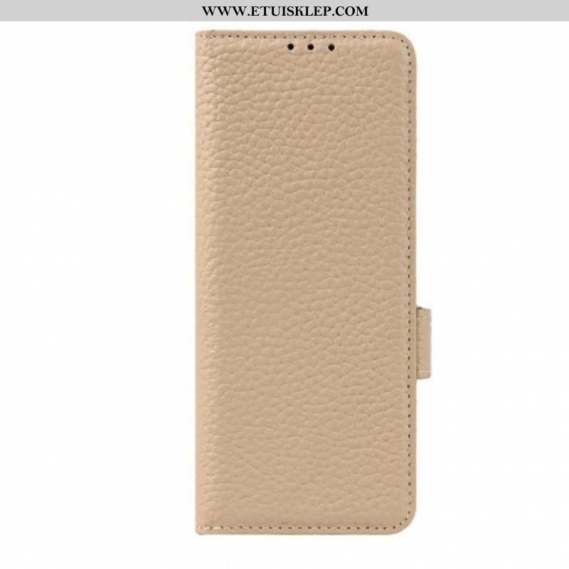 Etui Folio do Samsung Galaxy Z Fold 3 5G Prawdziwa Skóra Litchi